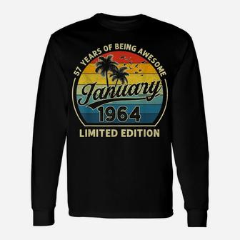 Vintage January 1964 Retro 57 Years Old 57Th Birthday Gift Unisex Long Sleeve | Crazezy