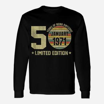Vintage January 1971 Designs 50 Yrs Old 50Th Birthday Gift Unisex Long Sleeve | Crazezy CA