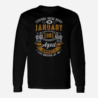 Vintage January 1981 40Th Birthday Gift 40 Years Old Retro Unisex Long Sleeve | Crazezy
