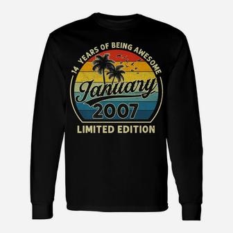 Vintage January 2007 Retro 14 Years Old 14Th Birthday Gift Unisex Long Sleeve | Crazezy DE
