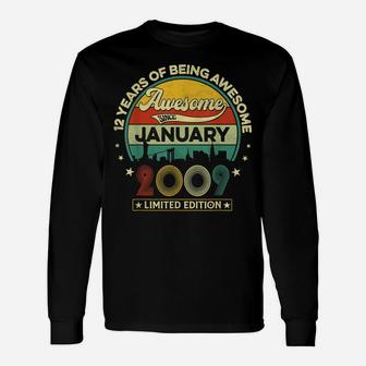 Vintage January 2009 Retro 12Th Birthday 12 Years Old Gift Unisex Long Sleeve | Crazezy CA