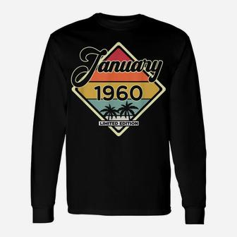 Vintage January 60 Years Old Gift Classic 1960 Birthday Unisex Long Sleeve | Crazezy