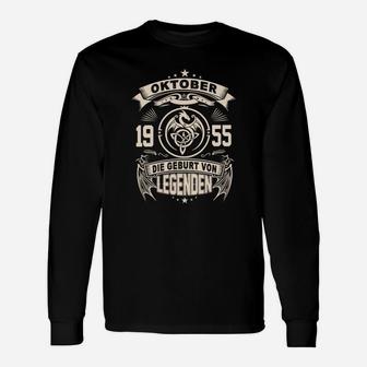 Vintage Legendengeburtstag Langarmshirts Oktober 1955, Personalisiertes Retro Design - Seseable