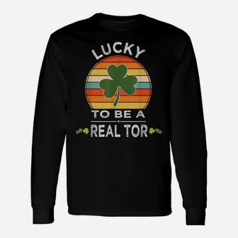 Vintage Lucky To Be A Realtor St Patrick Day Gift Shamrock Unisex Long Sleeve | Crazezy AU
