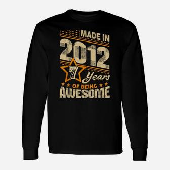 Vintage Made In 2012 7Th Birthday Gift 7 Years Old Awesome Unisex Long Sleeve | Crazezy UK