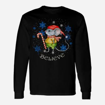 Vintage Mouse With Candy Cane Holiday And Christmas Sweatshirt Unisex Long Sleeve | Crazezy