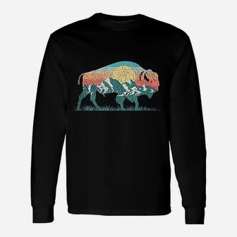 Vintage National Park Bison Landscape Buffalo Unisex Long Sleeve | Crazezy DE
