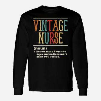 Vintage Nurse Definition Funny Nursing Rn Er Ed Icu L&D Gift Unisex Long Sleeve | Crazezy