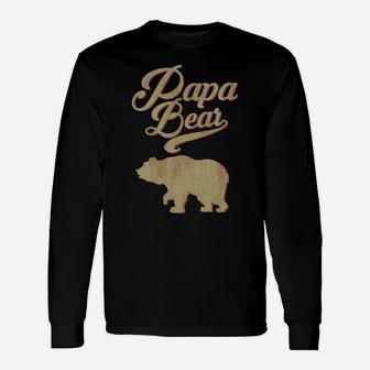 Vintage Papa Bear Dad Grandpa Father's Day Father Gift Tee Sweatshirt Unisex Long Sleeve | Crazezy