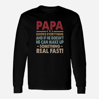 Vintage Papa Know Everything Unisex Long Sleeve | Crazezy CA