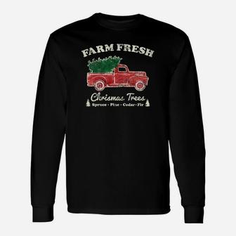 Vintage Red Truck - Farm Fresh Christmas Tree Sweatshirt Unisex Long Sleeve | Crazezy UK