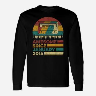 Vintage Retro January 2014 6 Years Old 6Th Birthday Gift Unisex Long Sleeve | Crazezy CA
