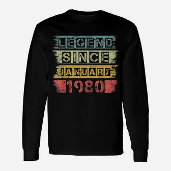 Vintage Retro Legend Since January 1980 40Th Birthday Gift Unisex Long Sleeve | Crazezy