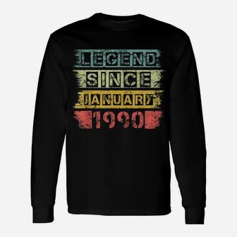 Vintage Retro Legend Since January 1990 30Th Birthday Gift Unisex Long Sleeve | Crazezy UK