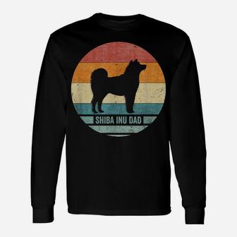 Vintage Retro Shiba Inu Dog Dad Silhouette Puppy Owner Lover Unisex Long Sleeve | Crazezy CA