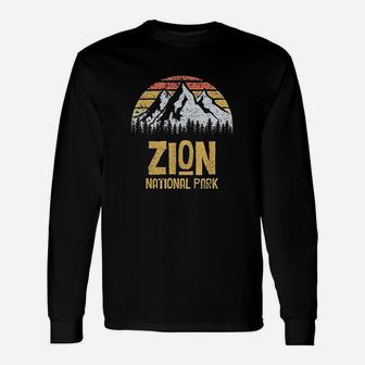 Vintage Retro Zion National Park Unisex Long Sleeve | Crazezy DE