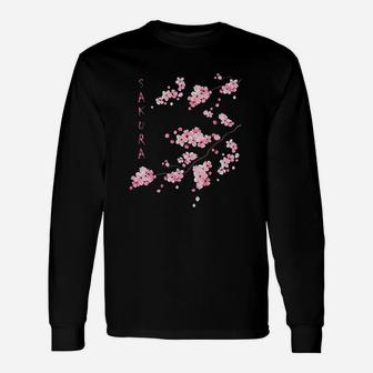 Vintage Sakura Cherry Blossom Japanese Graphical Ar Unisex Long Sleeve | Crazezy UK