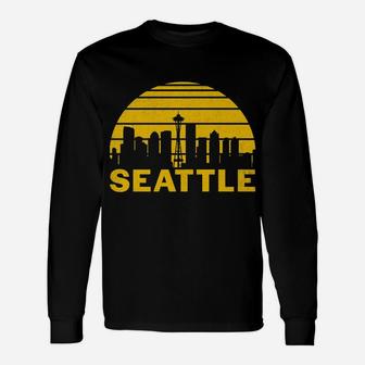 Vintage Seattle Washington Cityscape Retro Unisex Long Sleeve | Crazezy CA