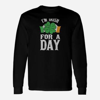 Vintage Shamrock Flag Irish For A Day Long Sleeve T-Shirt - Monsterry