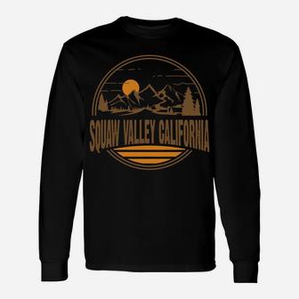 Vintage Squaw Valley California Mountain Hiking Print Sweatshirt Unisex Long Sleeve | Crazezy DE