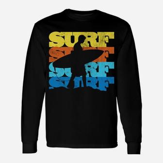 Vintage Surfing Silhouette Surfer Retro 70S Sunset Beach Unisex Long Sleeve | Crazezy DE