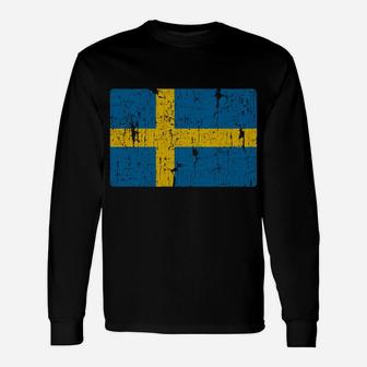 Vintage Sweden Flag Gift Swedish Men Women Retro Souvenir Sweatshirt Unisex Long Sleeve | Crazezy