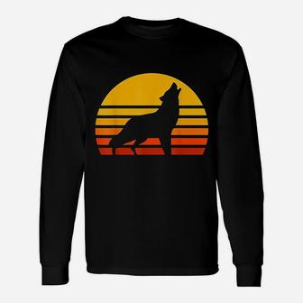 Vintage Wolf Sunset Retro Wolf Unisex Long Sleeve | Crazezy
