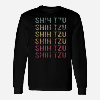 Vintage Word Retro Distressed Shih Tzu Dog Lover Cute Long Sleeve T-Shirt - Monsterry DE
