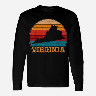 Virginia Retro Vintage Sunset Us State Virginia Silhouette Unisex Long Sleeve | Crazezy AU