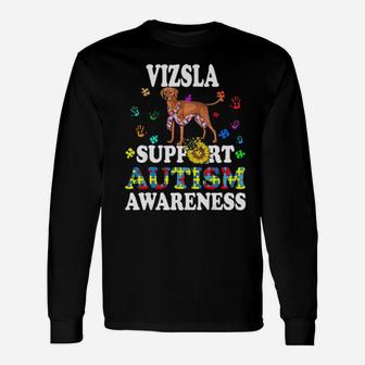 Vizsla Dog Heart Support Autism Awareness Long Sleeve T-Shirt - Monsterry DE