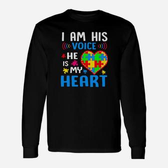 I Am His Voice He Is My Heart Long Sleeve T-Shirt - Monsterry