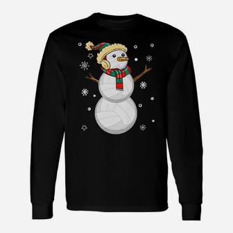 Volleyball Snowman Christmas Gift Tee Xmas Snowmie Santa Tee Unisex Long Sleeve | Crazezy