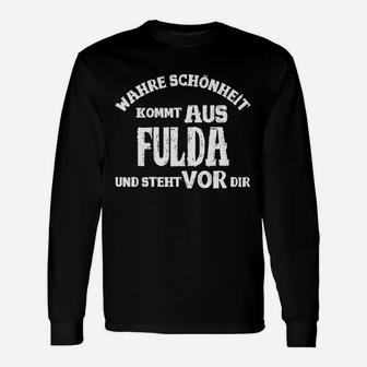 Wahre Schönheit aus Fulda Langarmshirts, Schwarzes Tee mit Spruch - Seseable