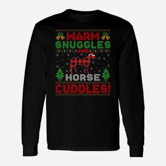 Warm Snuggles And Horse Cuddles Ugly Horse Christmas Sweatshirt Unisex Long Sleeve | Crazezy