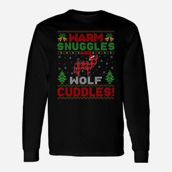 Warm Snuggles And Wolf Cuddles Ugly Wolf Christmas Sweatshirt Unisex Long Sleeve | Crazezy