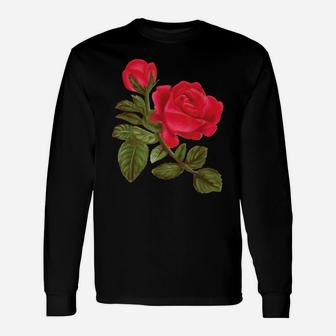 Watercolor Rose Flower Nature Unisex Long Sleeve | Crazezy