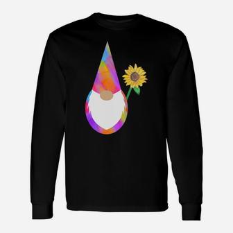 Watercolor Tomte Gnome Boho Hippy Sunflower Tie Dye Sweatshirt Unisex Long Sleeve | Crazezy