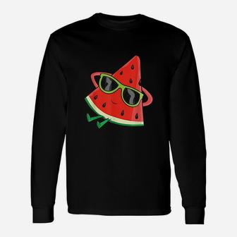 Watermelon Summer Melon With Sunglasses Funny Watermelon Unisex Long Sleeve | Crazezy