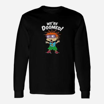 We Are Doomed White Text With Chucky Unisex Long Sleeve | Crazezy