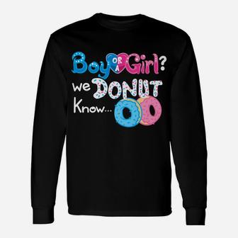 We Donut Know Funny Gender Reveal Family Unisex Long Sleeve | Crazezy