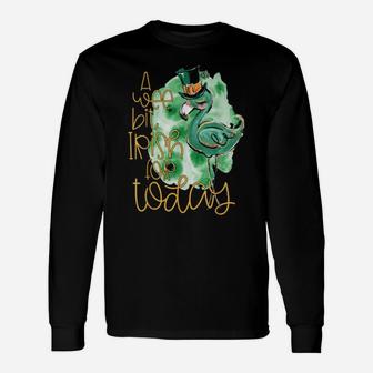 A Wee Bit Irish For Today Flamingo St Patrick's Day Long Sleeve T-Shirt - Monsterry UK
