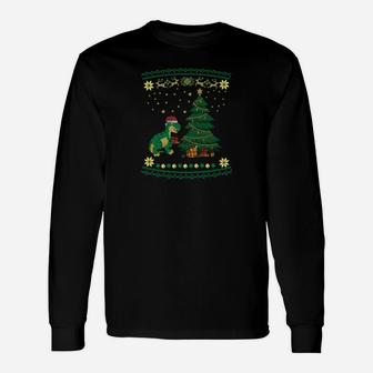 Weihnachtsbaum-Dinosaurier Langarmshirts, Lustiger Ugly Christmas Pullover-Stil - Seseable