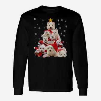 Westie Christmas Tree Lights Funny Dog Xmas Gift Sweatshirt Unisex Long Sleeve | Crazezy