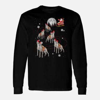 Whippet Reindeer Santa Xmas Long Sleeve T-Shirt - Monsterry