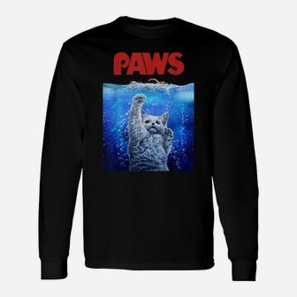 , White Siamese Cat Threat From The Deep Sea, Paws Unisex Long Sleeve | Crazezy