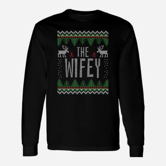 Wifey Hubby Matching Ugly Christmas Sweater Party Sweatshirt Unisex Long Sleeve | Crazezy