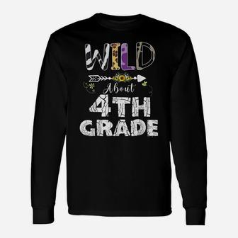 Wild About 4Th Grade Flower Leopard Print Teacher Student Unisex Long Sleeve | Crazezy DE