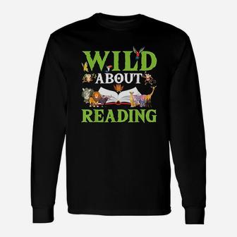 Wild About Reading Animals Books Reader Unisex Long Sleeve | Crazezy