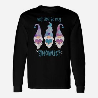 Will You Be My Gnomie Valentine Gnome Couples Matching Unisex Long Sleeve | Crazezy