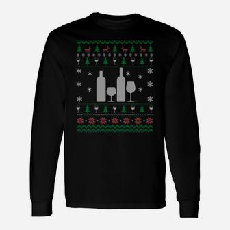 Wine Bottle & Glass Christmas Gifts For Women Men Wine Lover Sweatshirt Unisex Long Sleeve | Crazezy